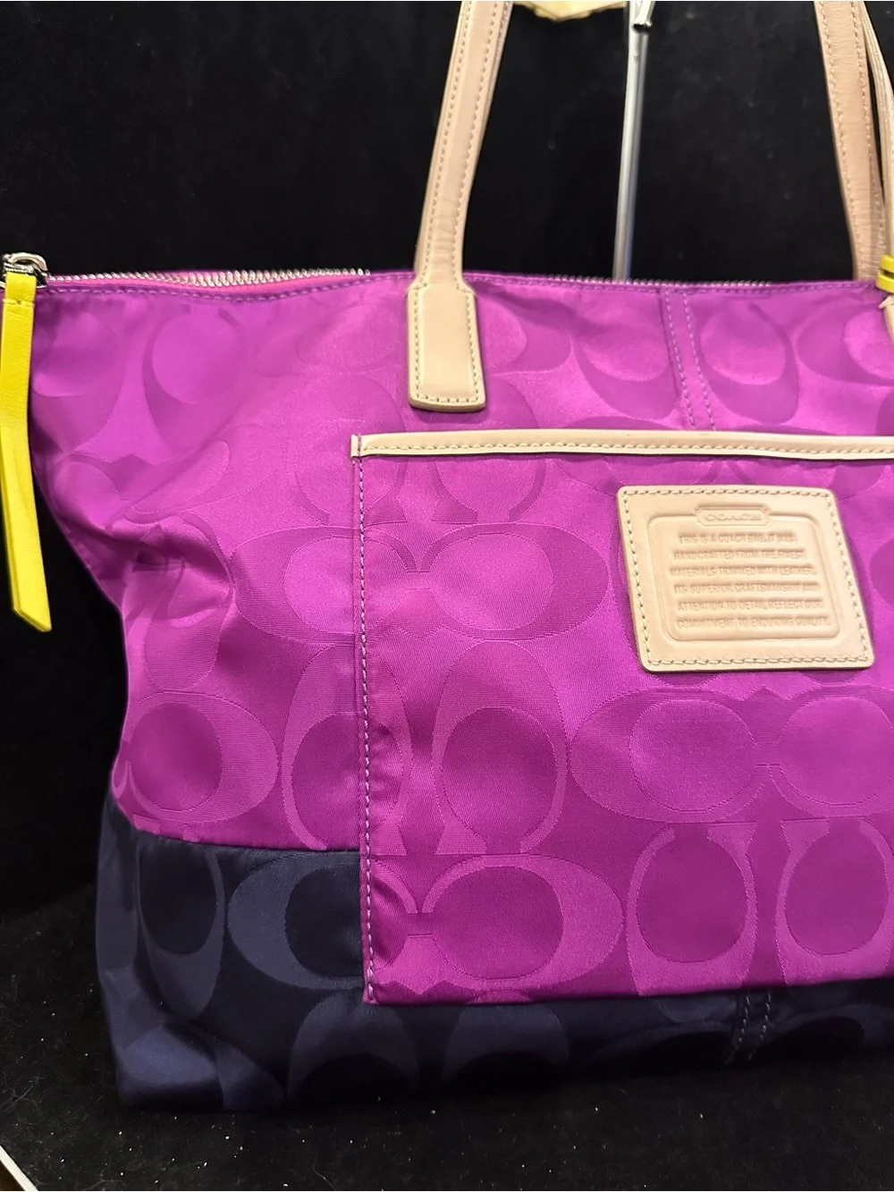 Coach #181 Legacy Weekend Signsture Colorblock Nylon East/West Tote